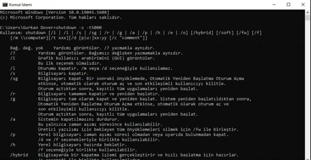 Komut İstemi (CMD) Kullanarak Bilgisayarı Otomatik Kapatma