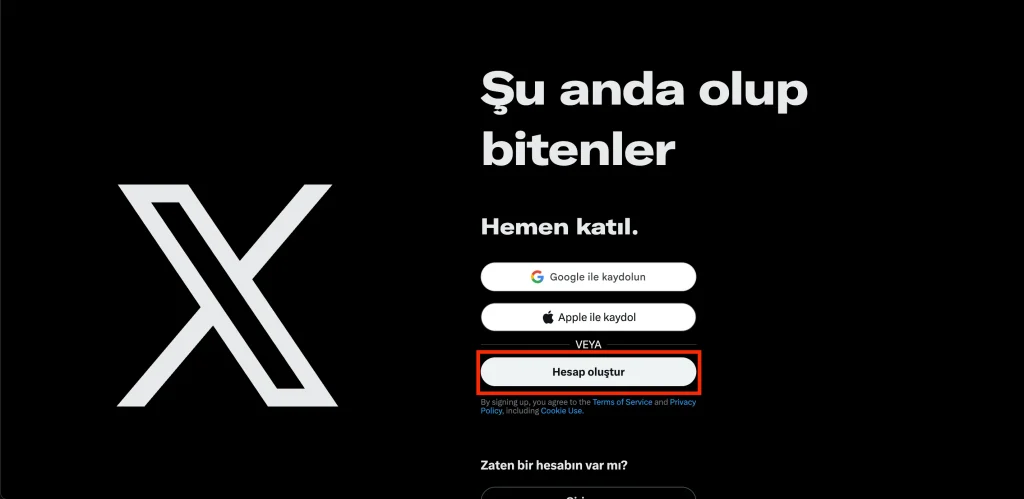 twitter x hesabi nasil acilir