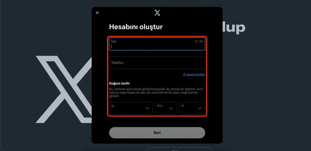 twitter x hesabi nasil acilir