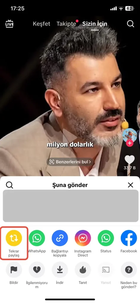 tiktok tekrar paylasma nasil acilir