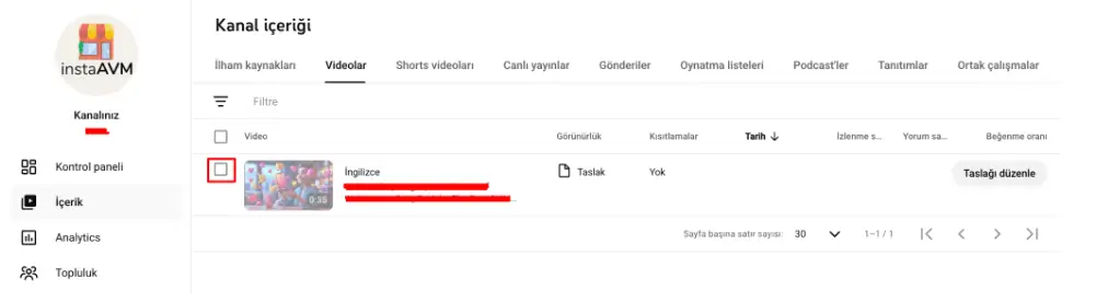 youtube liste dışı video yapma