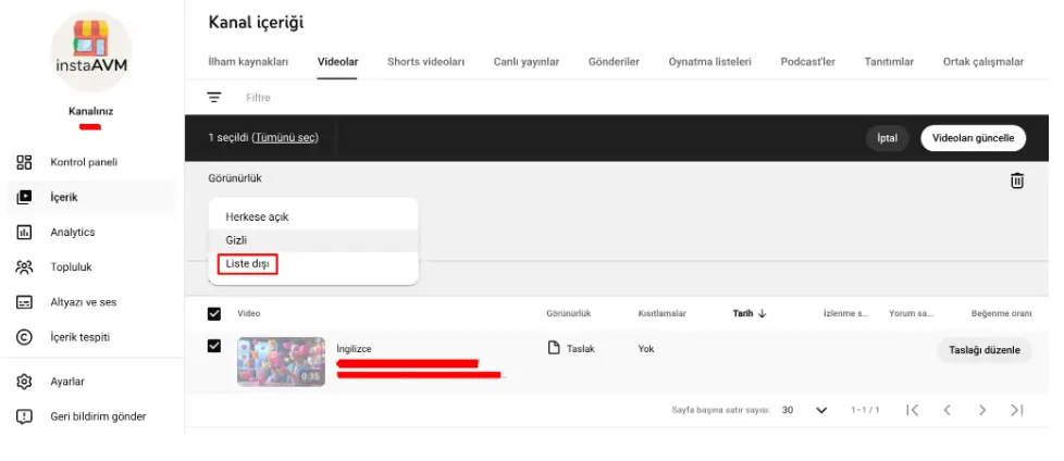 youtube listenmemiş videolar